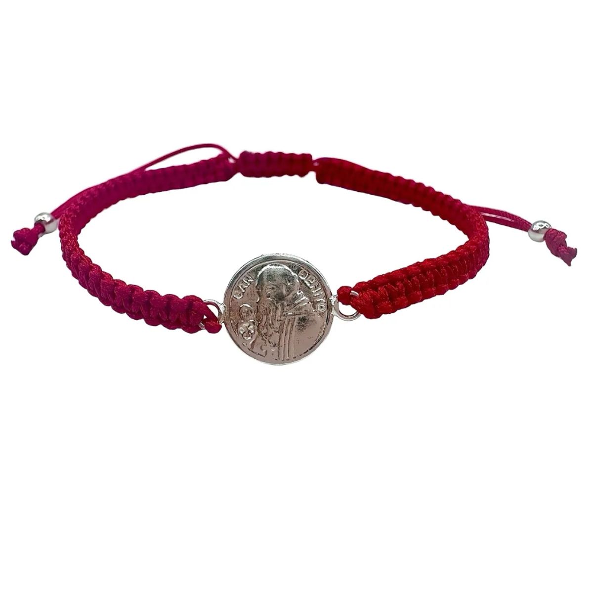 GENERICO - Pulsera Hilo Rojo San Benito Plata Protección Mal Unisex