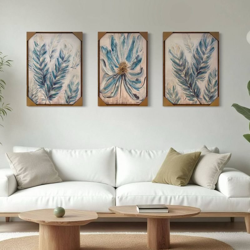 DEKAM DISEÑO - CUADRO TRIPTICO FLOR ENMARCADO 50X70 CMS CU