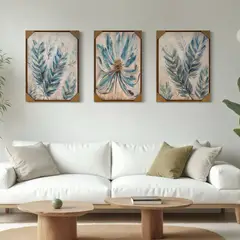 DEKAM DISEÑO - CUADRO TRIPTICO FLOR ENMARCADO 50X70 CMS CU