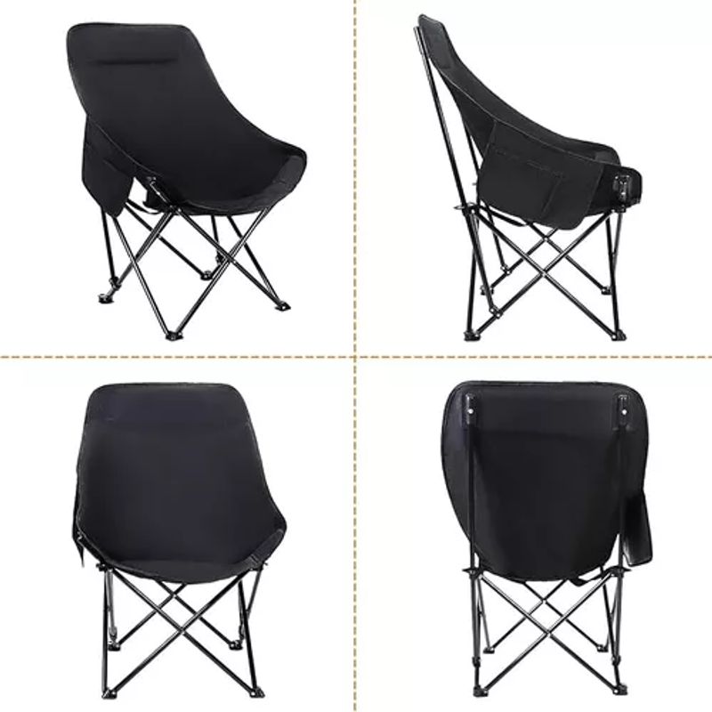GENERICO - Silla plegable de camping con bolso portátil negra