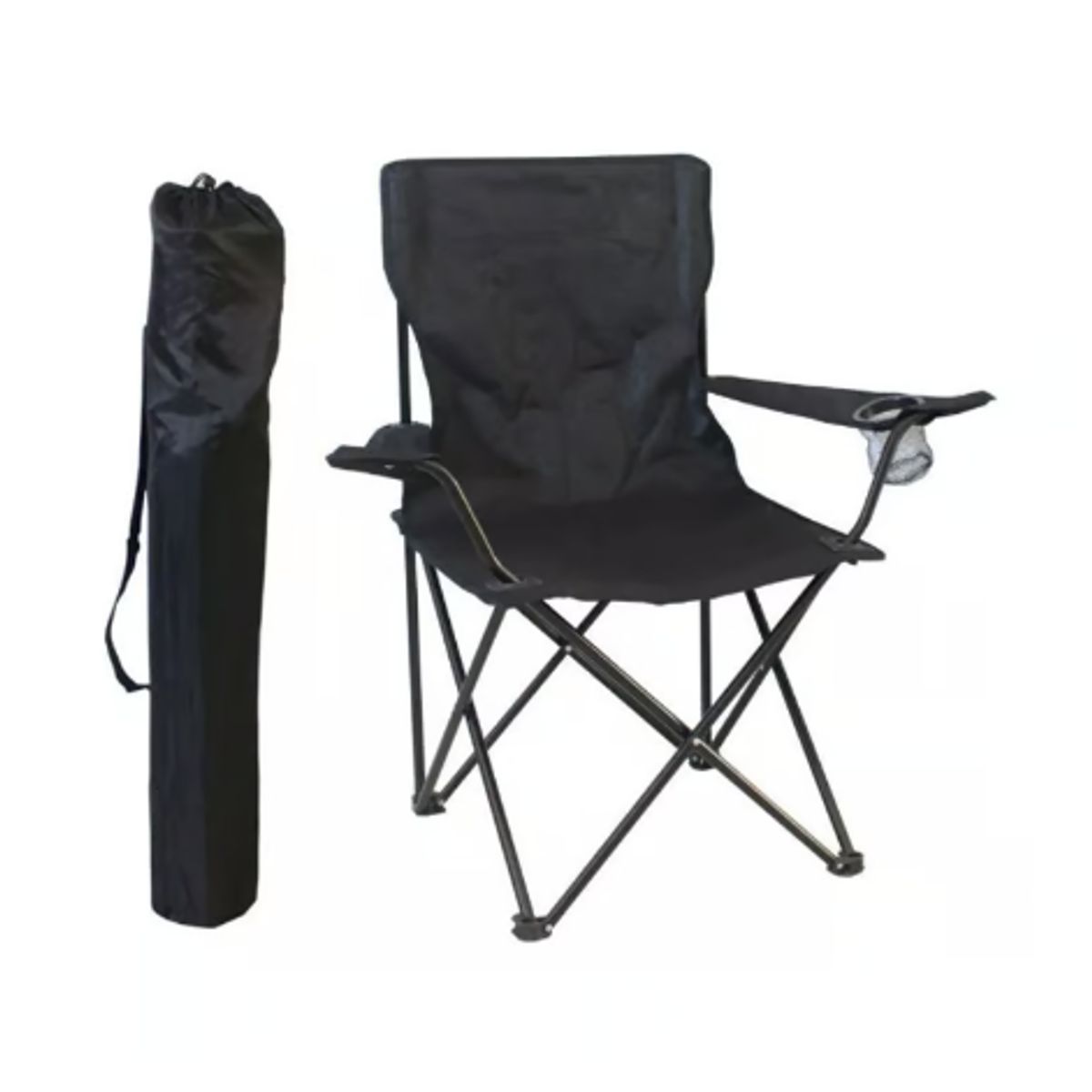 GENERICO - Silla plegable con porta vaso color negro