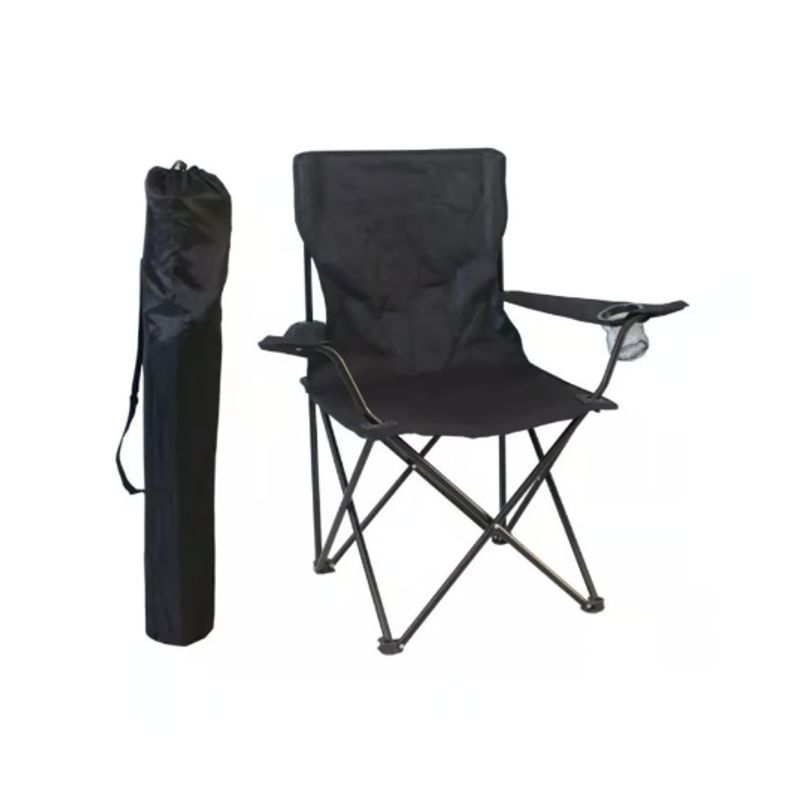 GENERICO - Silla plegable con porta vaso color negro