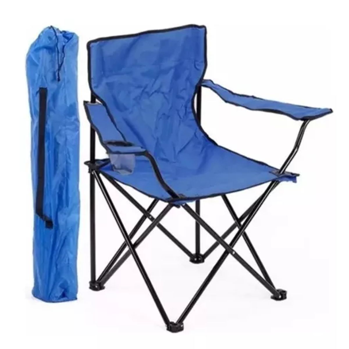 GENERICO - Silla plegable con porta vaso color celeste