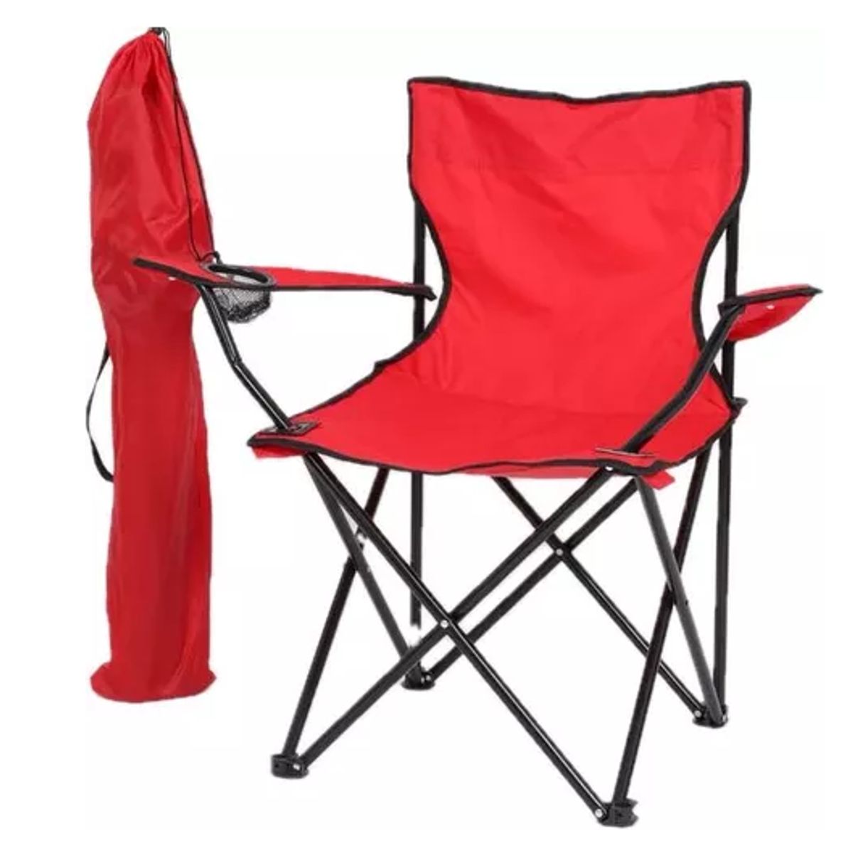 GENERICO - Silla plegable playa exterior campo camping portátil roja