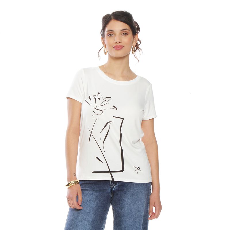 WADOS - POLERA MANGA CORTA CON ESTAMPADO ESCOTE REDONDO