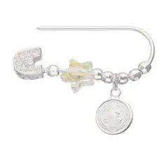GENERICO - Prendedor Broche Alfiler Bebe Plata 925 San Benito Y Cristal