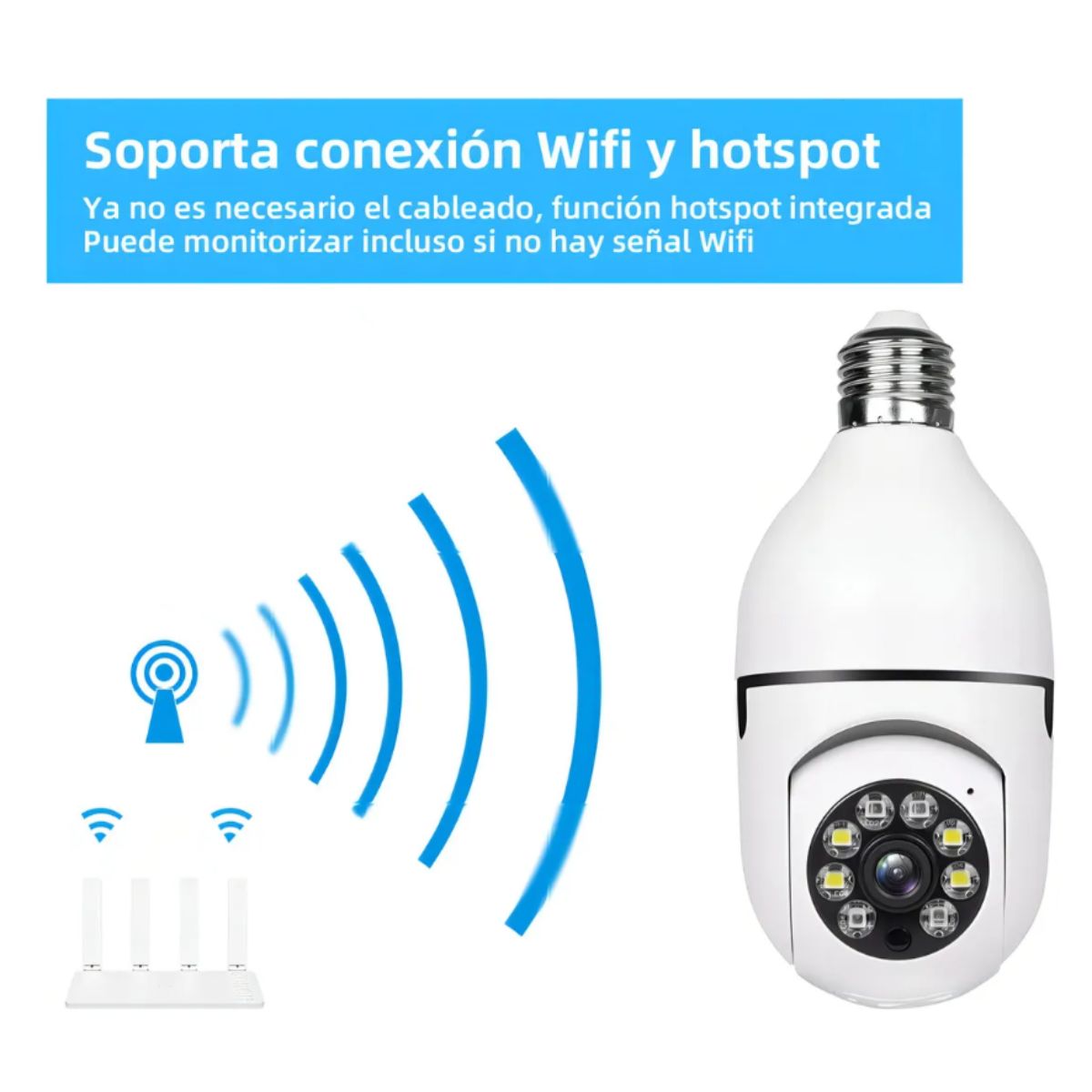 UNIVERSAL - CAMARA IP AMPOLLETA MOTORIZADA 360° CON SOQUETE E27