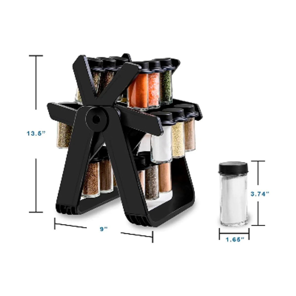 GENERICO - Rack Especiero Condimentero Multiuso Giratorio Negro