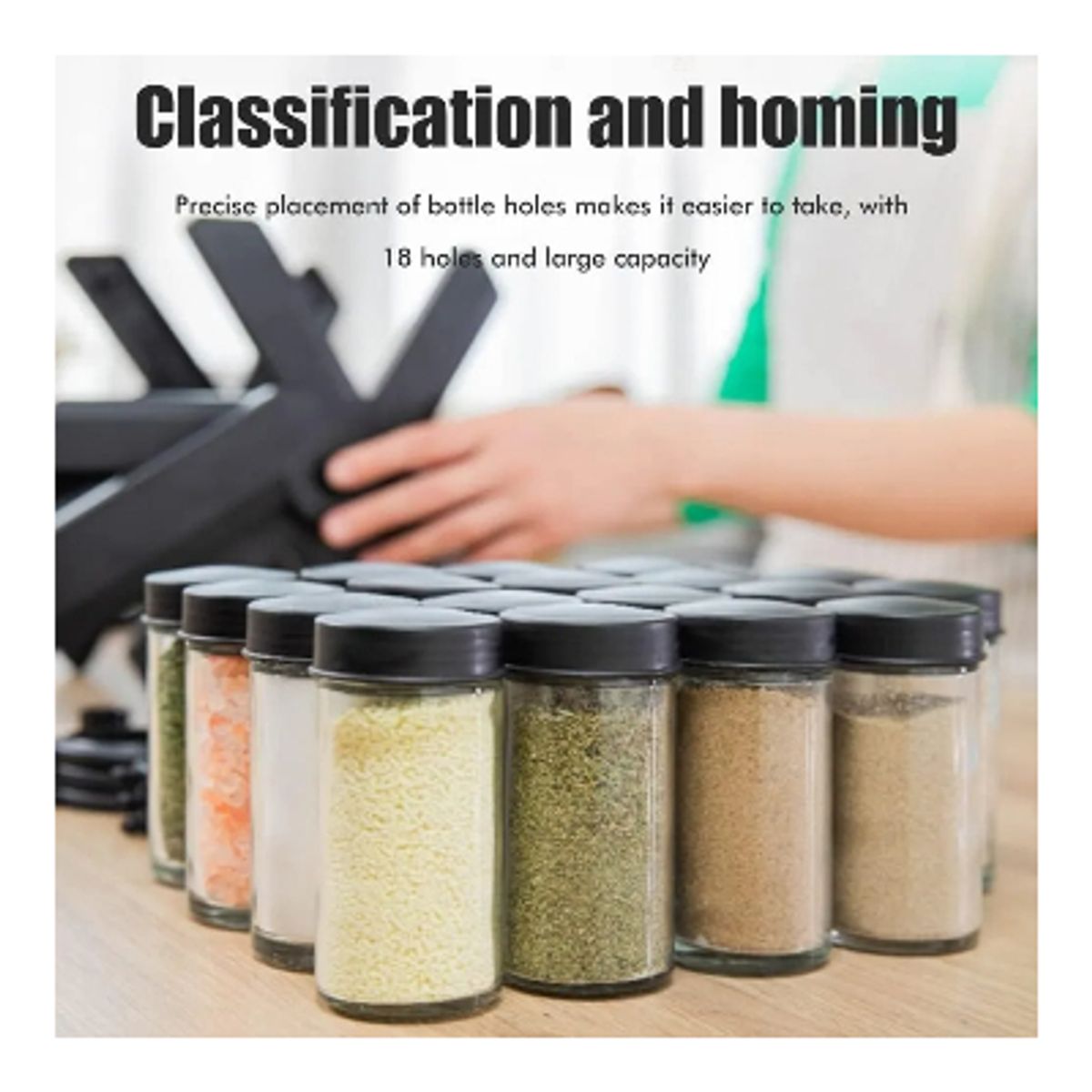 GENERICO - Rack Especiero Condimentero Multiuso Giratorio Negro