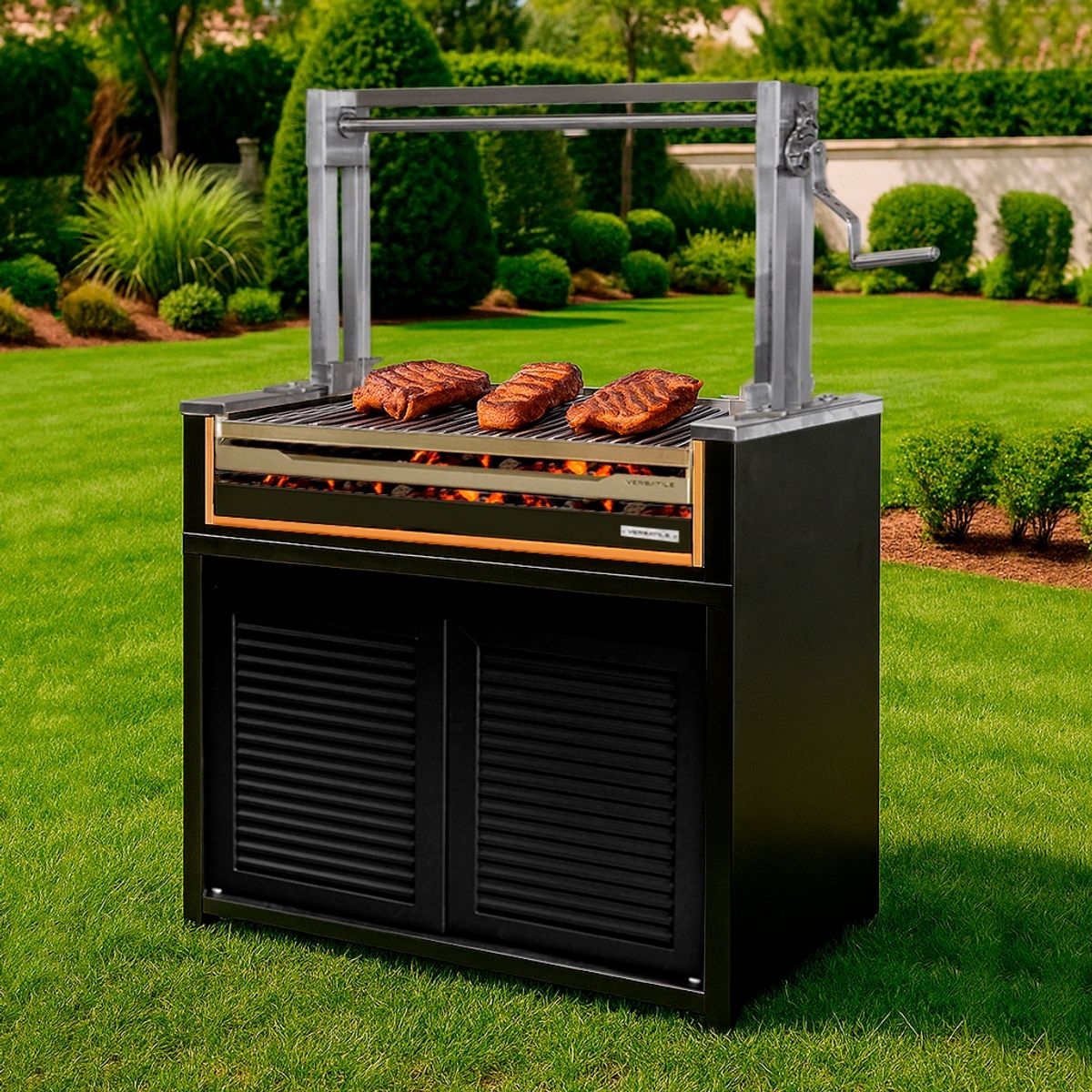 VERSATILE - Parriilla Módulo Carbón 1065 Puertas  Acero