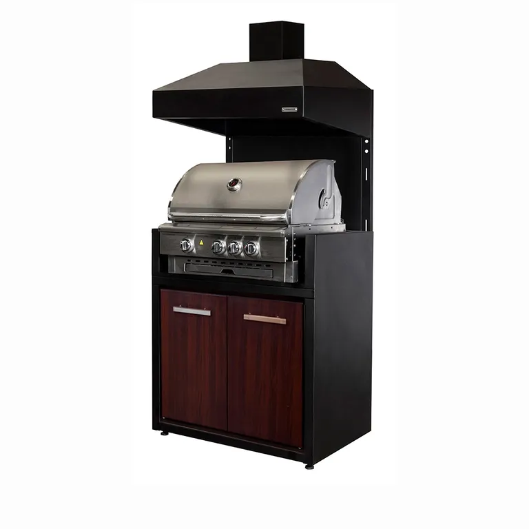 Parrilla Modulo Gas 900 Puertas Termolaminado + Campana