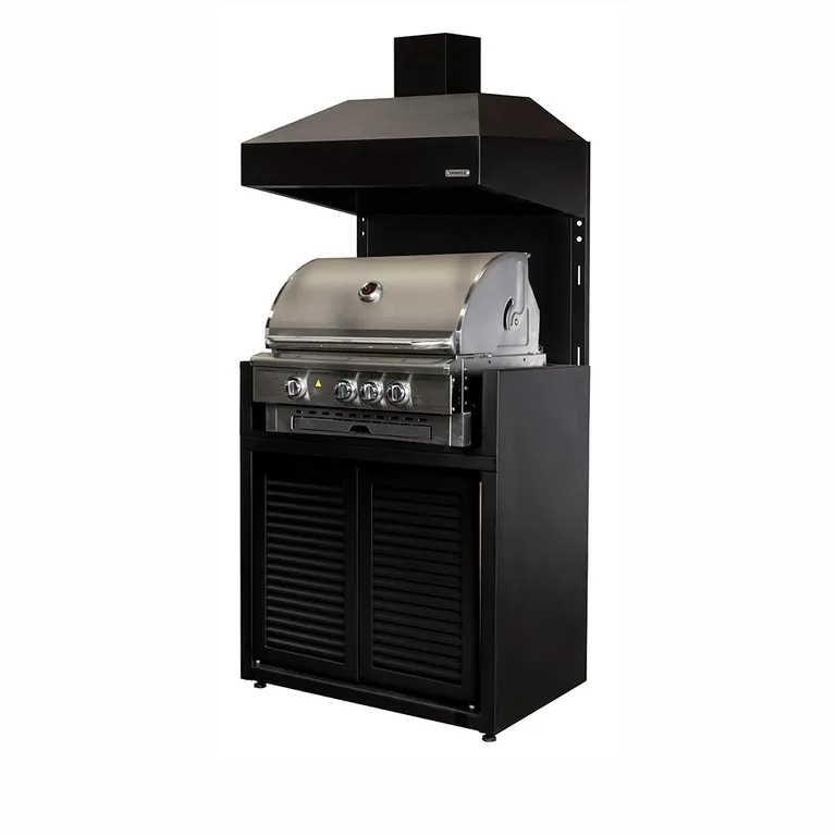 Parrilla Modulo Gas 900 Puertas Acero + Campana