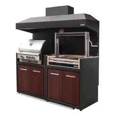 VERSATILE - Parrilla Doble 900 / Carbón + Gas Puertas Termolaminado + Campana