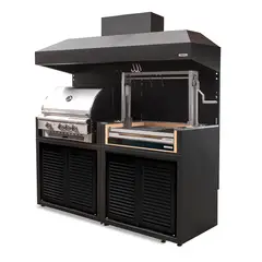 VERSATILE - Parrilla Doble 900 /Carbón + Gas con Puertas Acero + Campana