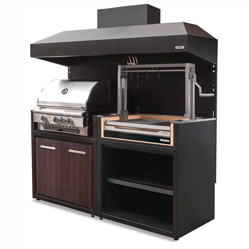 VERSATILE - Parrilla Doble Carbón -Gas 1065 / Puertas Gas Termolaminado + Campana