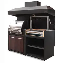 VERSATILE - Parrilla Doble Carbón -Gas 1065 / Puertas Gas Termolaminado + Campana