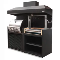 VERSATILE - Parrilla Doble 1065 - Carbón -Gas / Gas Puertas Acero + Campana