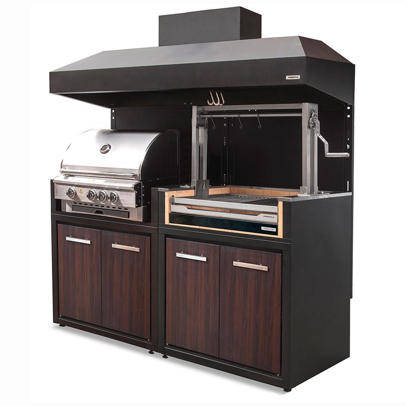 VERSATILE - Parrilla Doble Carbón- Gas 1065  / Puertas Termolaminado + Campana