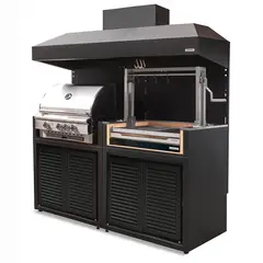 VERSATILE - Parrilla Doble Carbón -Gas (1065-900) / Puertas Acero + Campana