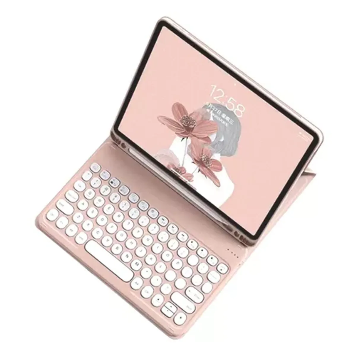 GENERICO - Carcasa funda con teclado para iPad Linkon 102 y 109 color rosado