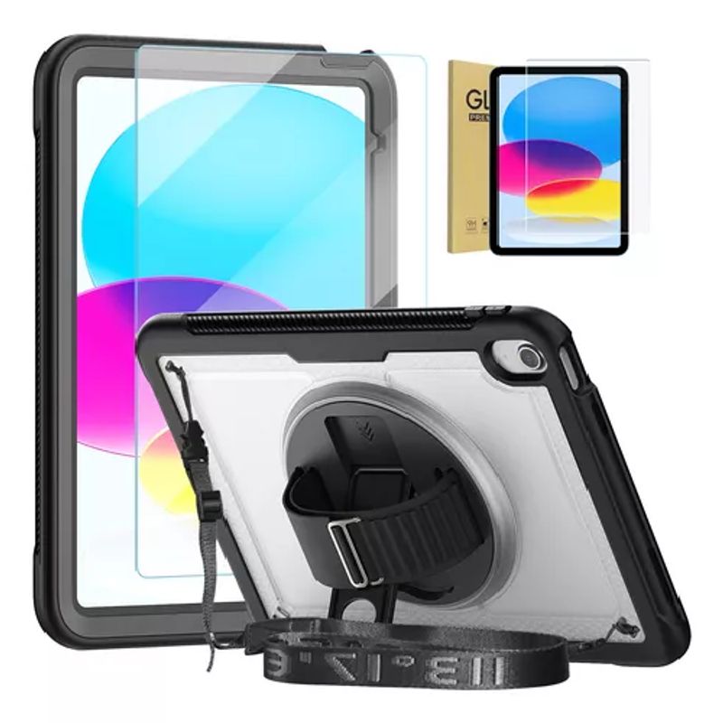 GENERICO - Mica y funda para iPad 10 generación 109 A2696A2757 correa negra