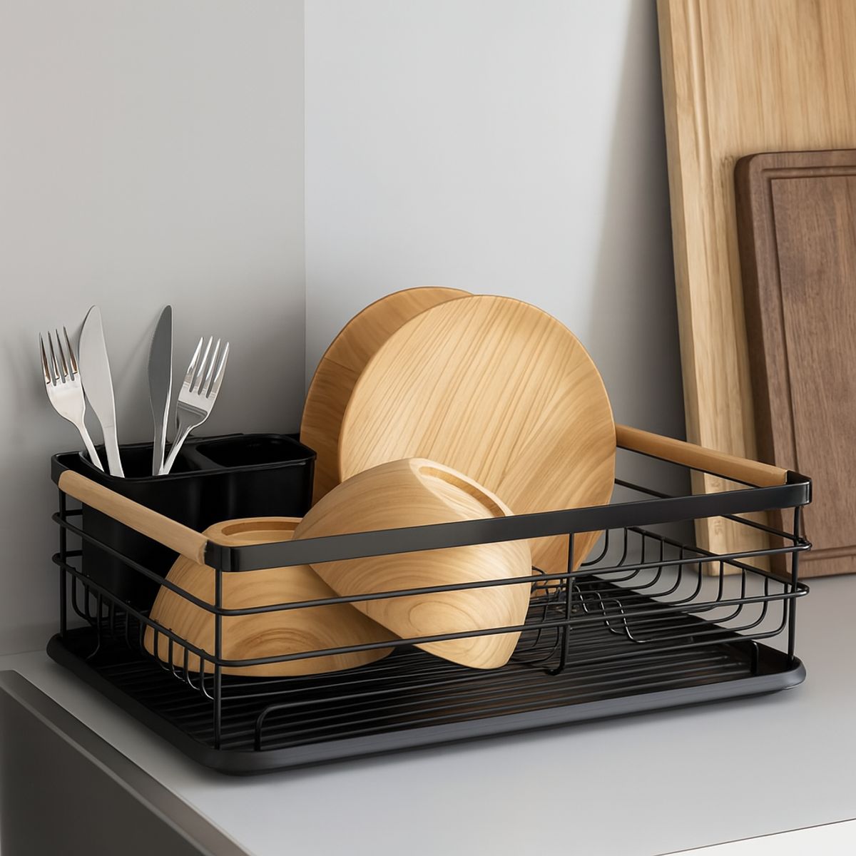 MP - Secaplatos Escurridor Platera Acero Carbono Con Cubiertero