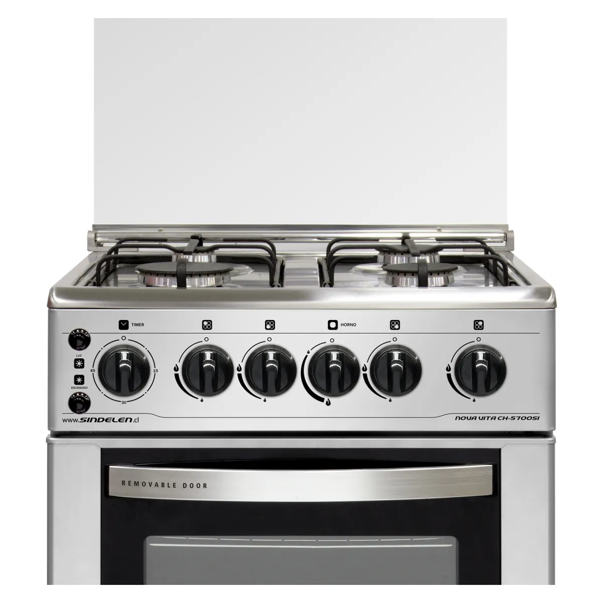 SINDELEN - Cocina a Gas 4 Quemadores Horno de 54Lt CH-5700SI Sindelen
