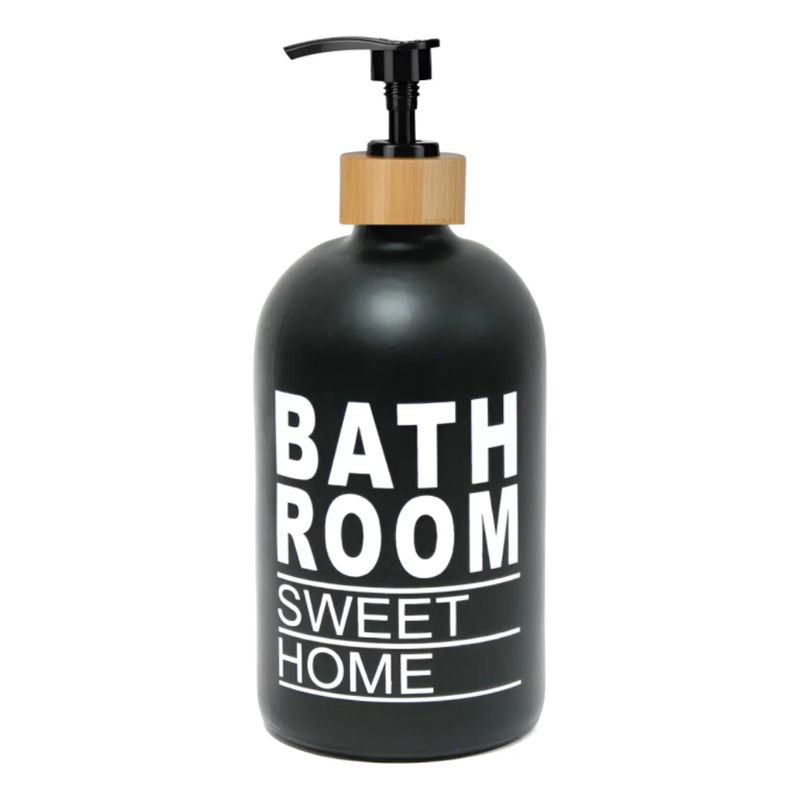 GENERICO - Dispensador De Jabon Botella Vidrio Opaco 500 Ml Bathroom - Negro