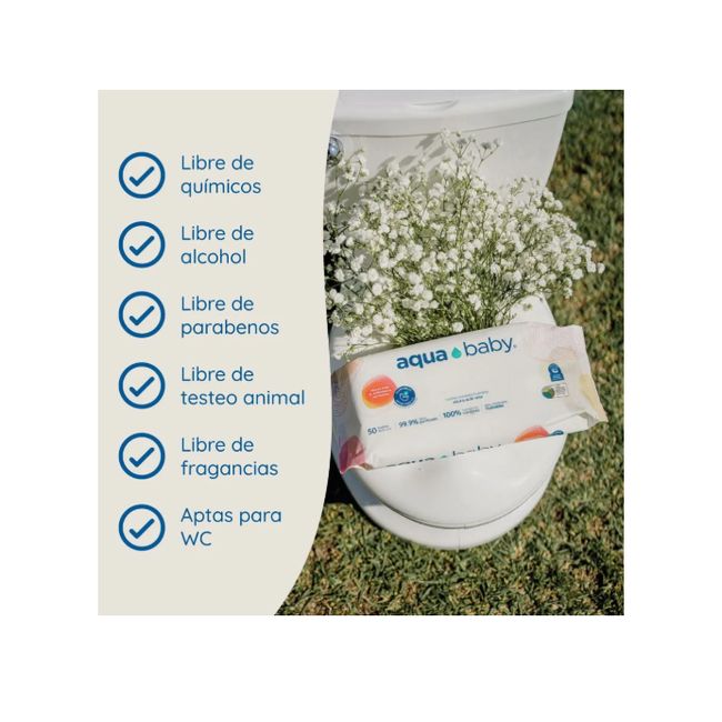 AQUA BABY - Caja X12 Toallitas Wipes Aqua Baby Flushables Desechables Wc