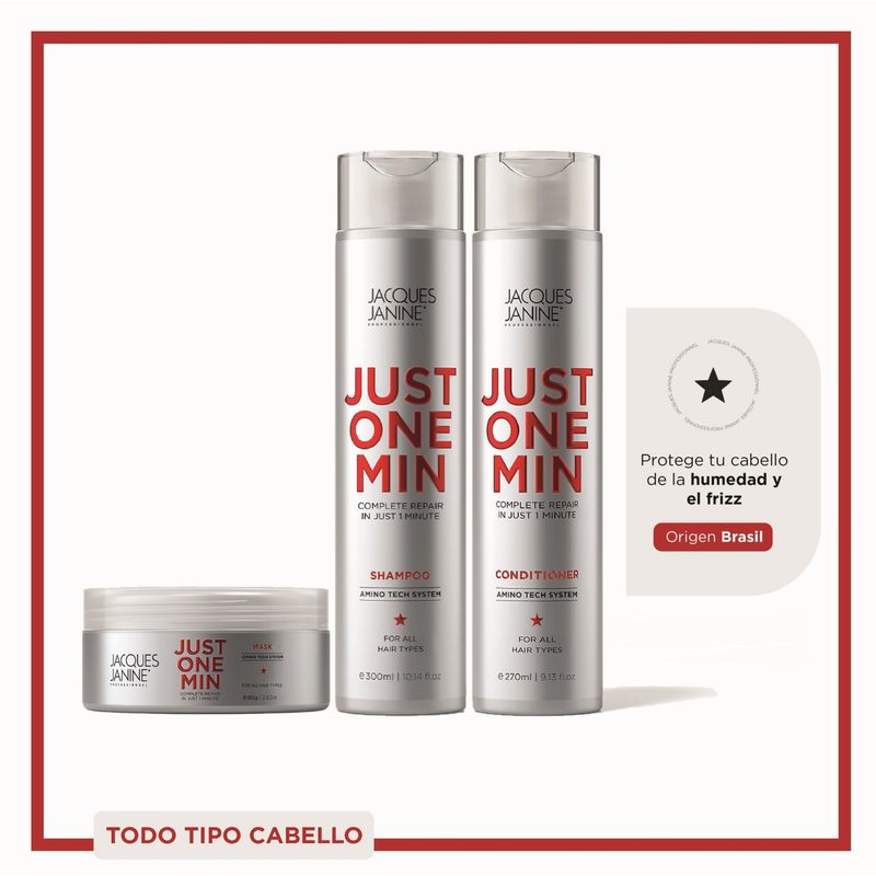 JACQUES JANINE - Rutina Brillo Antifrizz y Reparación Just One Min Jacques Janine