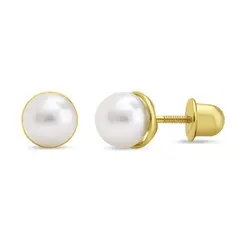 TIANA JOYAS - Aros de Perla Cultivada de 6mm de Plata 925