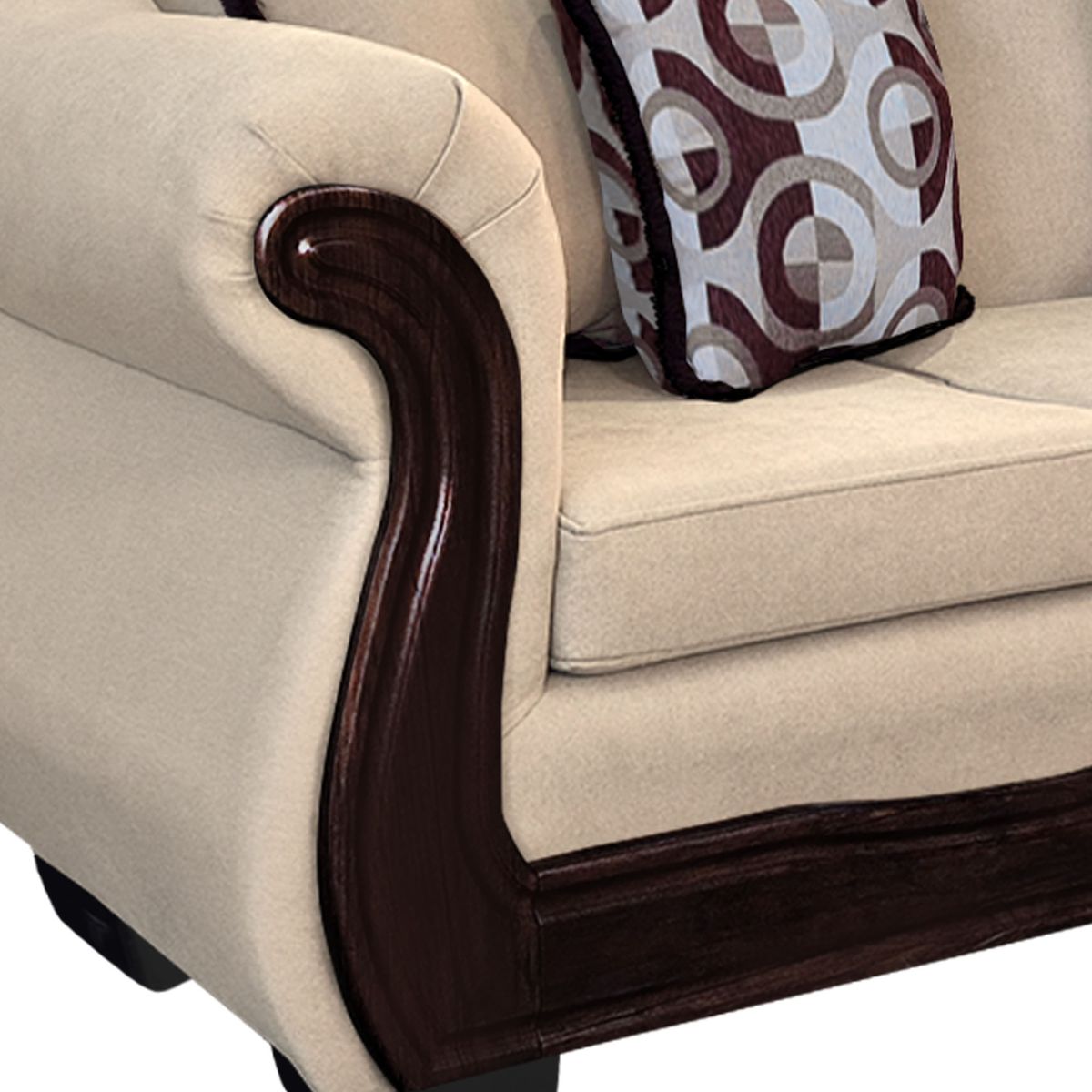 AMERICA DECORA - Living Con Resorte Estructural 9 Cuerpos Búfalo 4+3+1+1 Chenille Beige