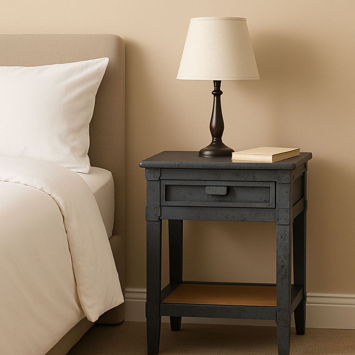 GENERICO - Velador industrial con toque de madera diseño nórdico matizado