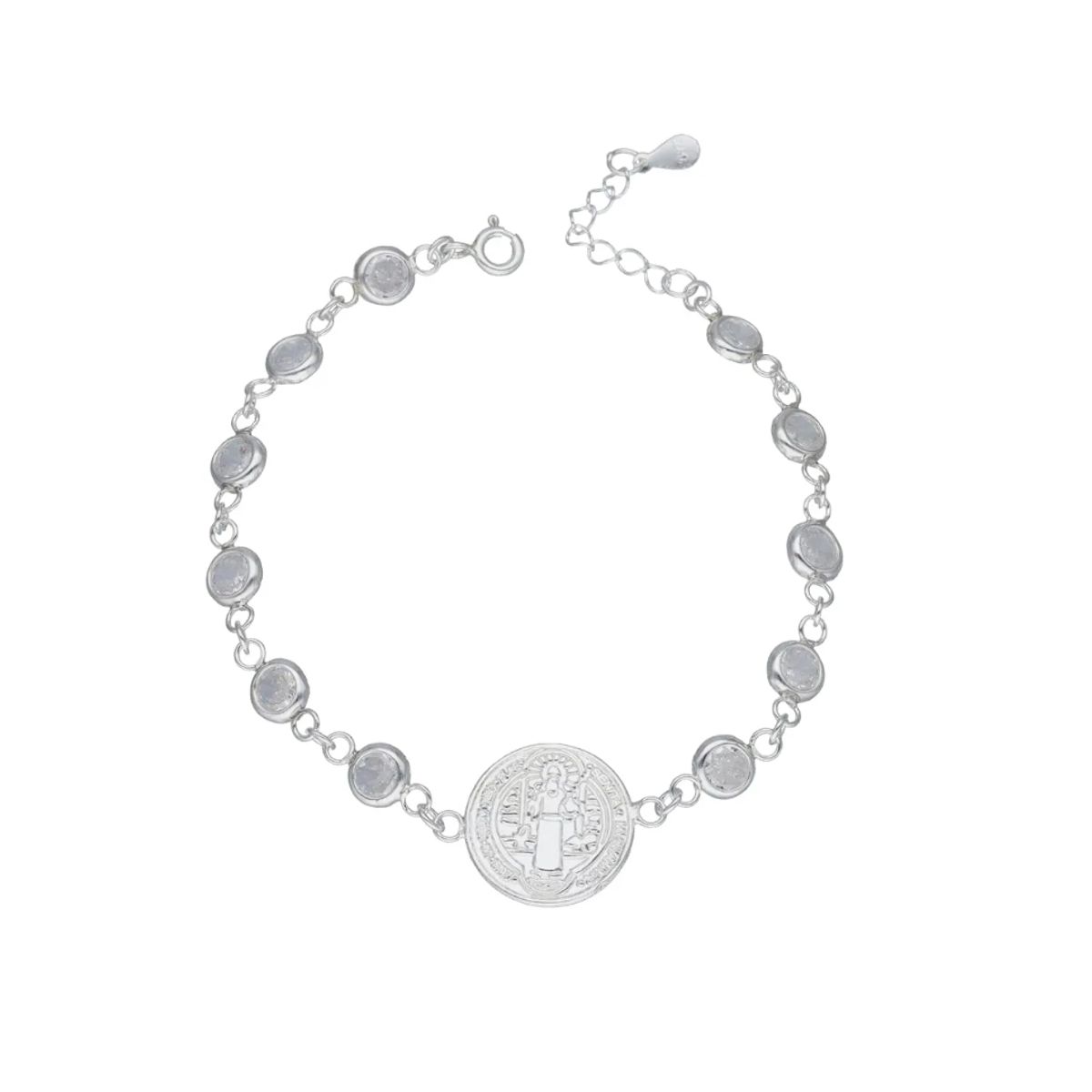 GENERICO - Pulsera San Benito Protector Plata Con Circones
