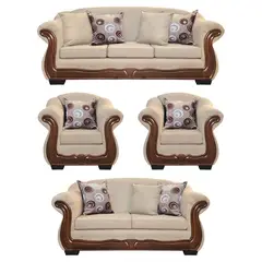 AMERICA DECORA - Living Con Resorte Estructural 9 Personas Búfalo 4+3+1+1 Chenille Beige X