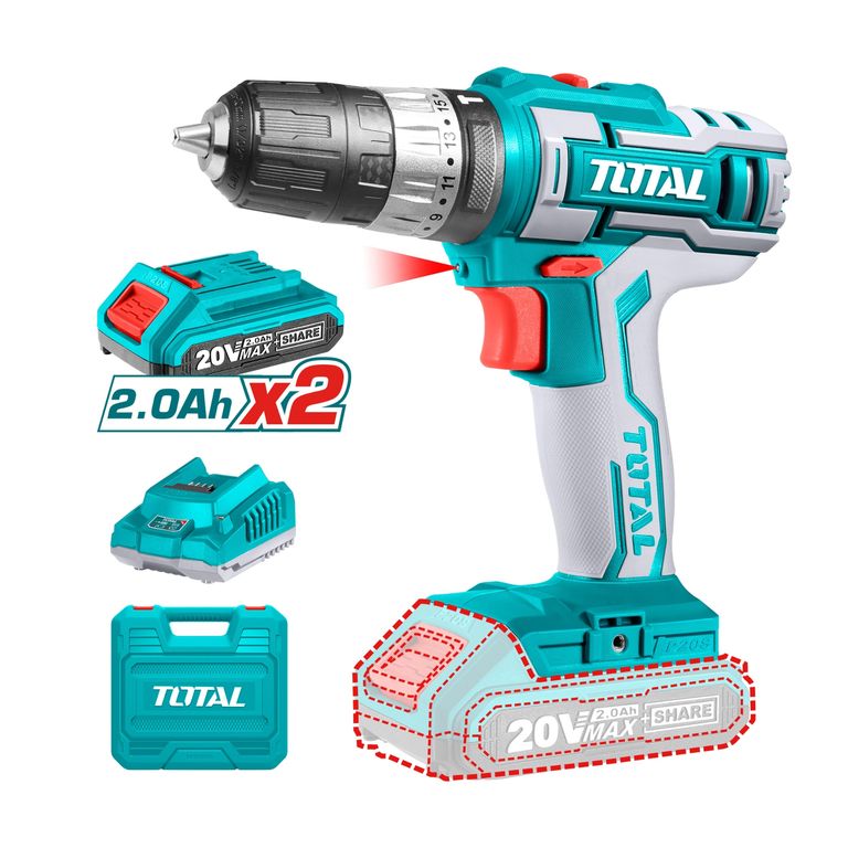 Taladro Inalambrico de impacto 20V 10 mm 45NM Litio Ion Total
