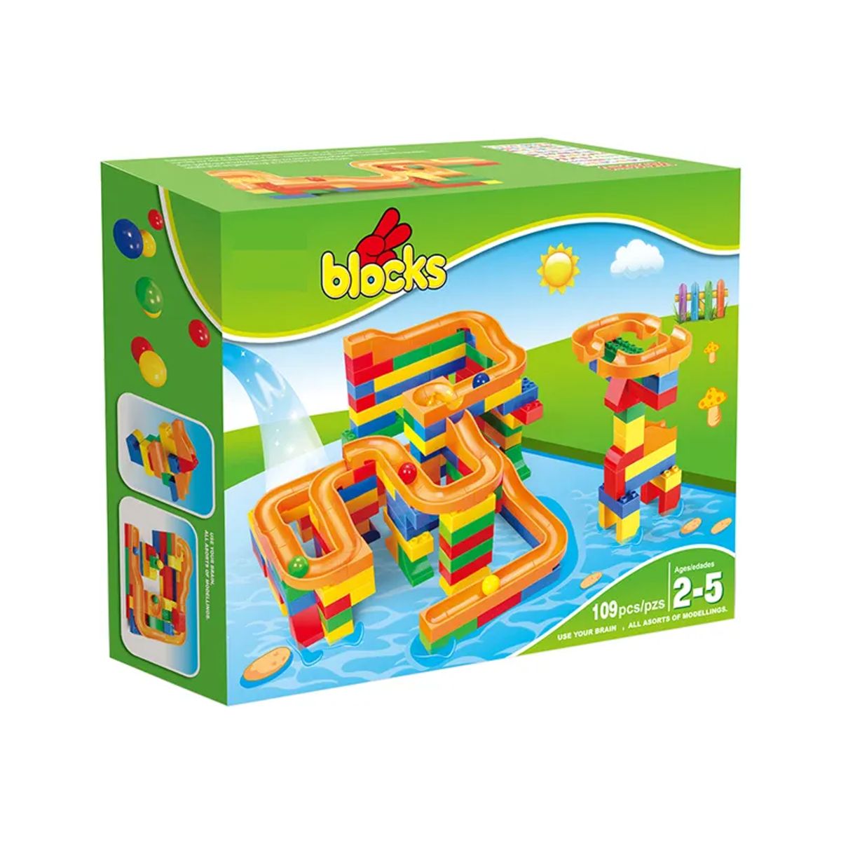 GENERICO - Pista De Bolitas Juego De Encaje Y Bloques 109 Piezas