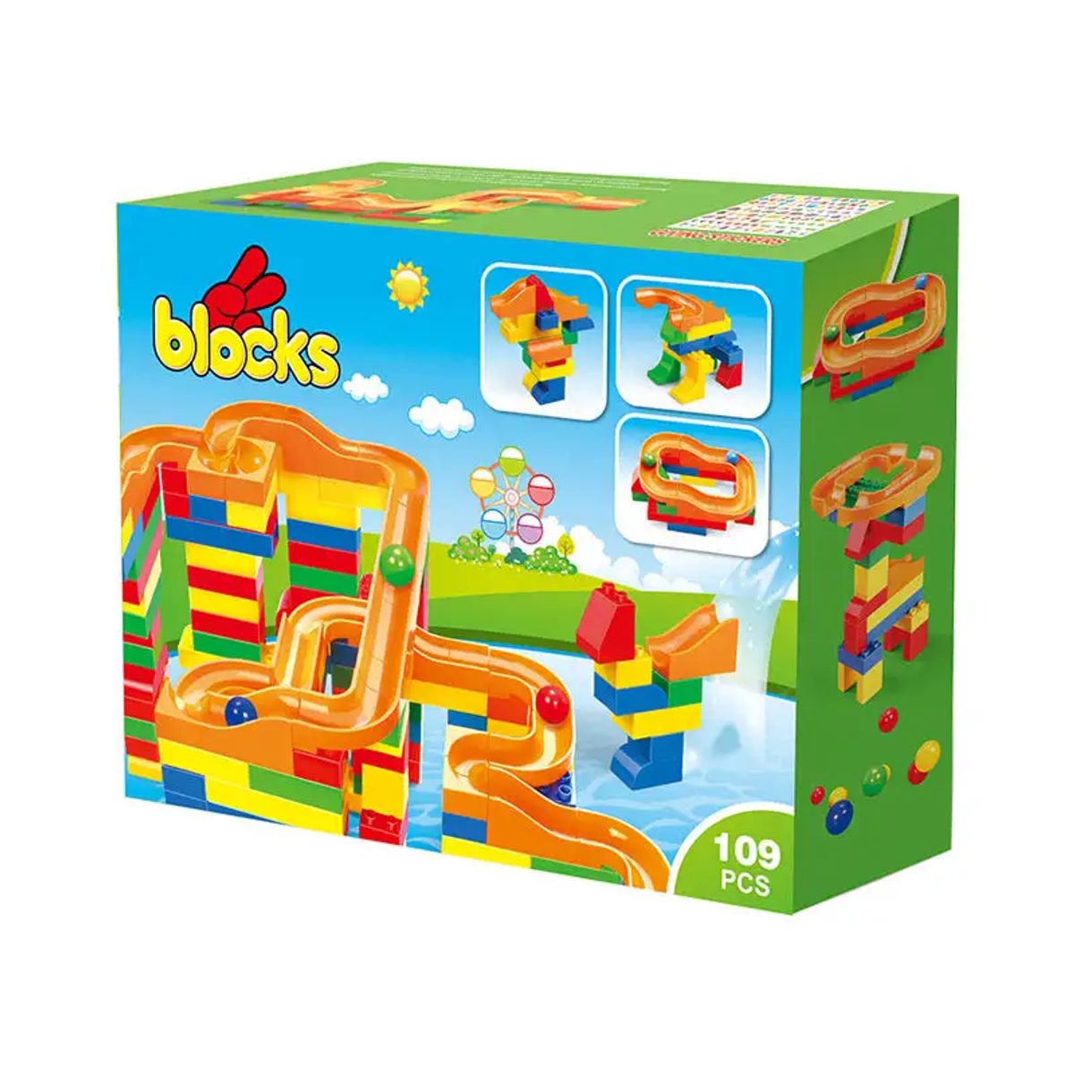 GENERICO - Pista De Bolitas Juego De Encaje Y Bloques 109 Piezas