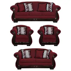 AMERICA DECORA - Living Con Resorte Estructural 9 Cuerpos Búfalo 4+3+1+1 Chenille Rojo