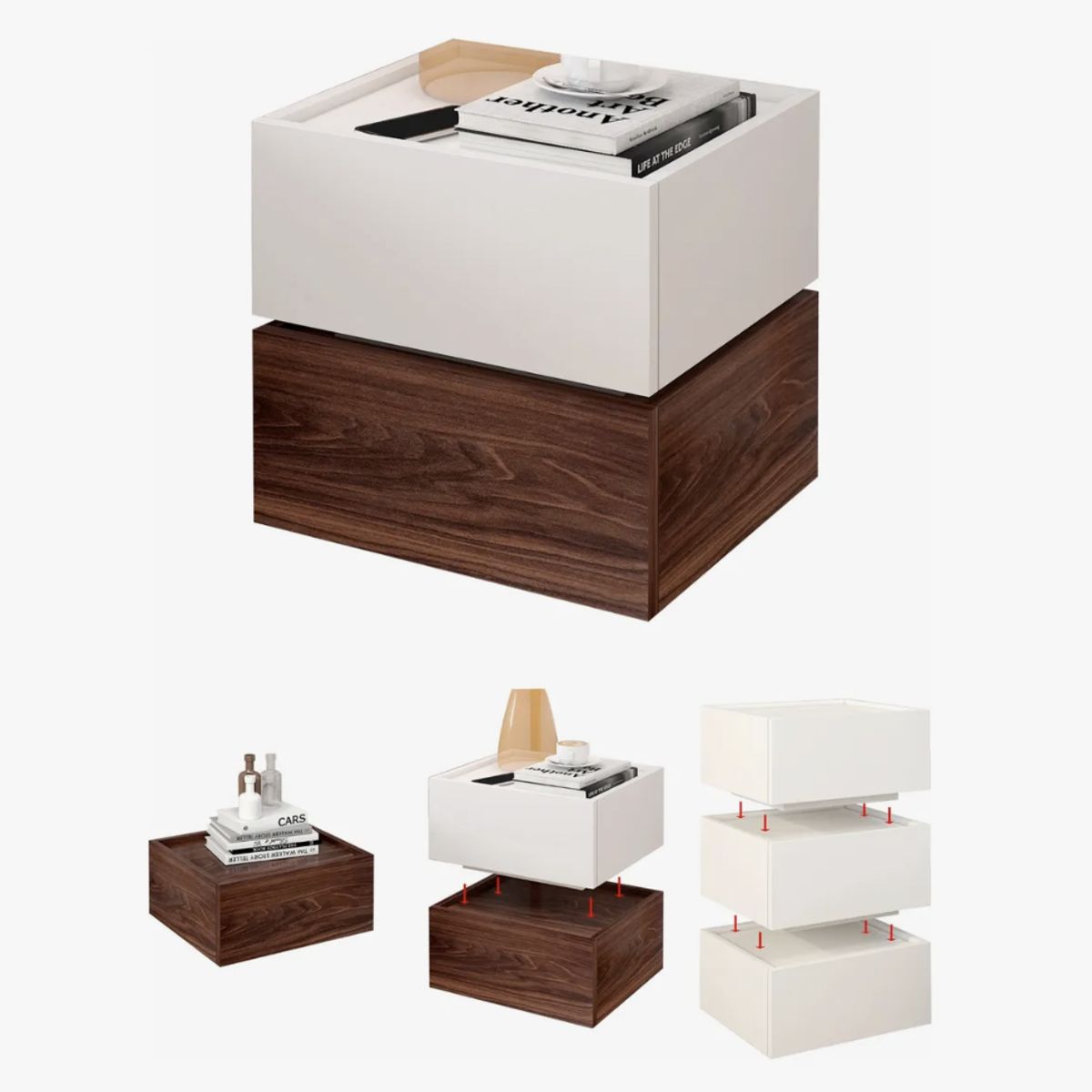 HOMER DESIGN - Velador Vanguardia Combinable 2 Cajones 45x47x34cm Melamina.