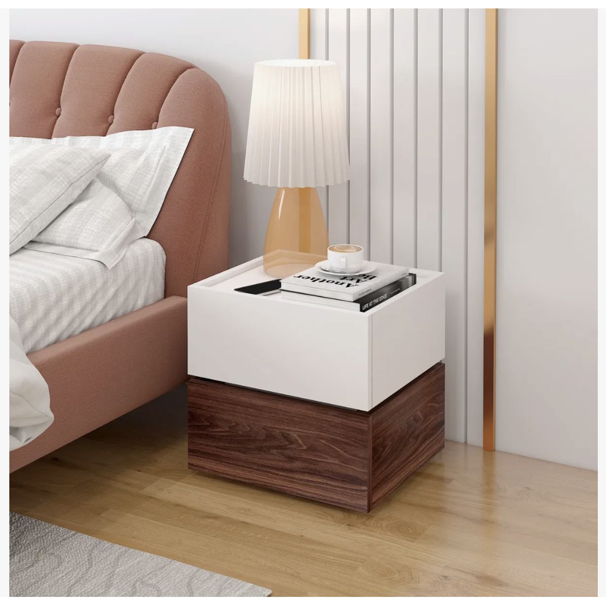 HOMER DESIGN - Velador Vanguardia Combinable 2 Cajones 45x47x34cm Melamina.