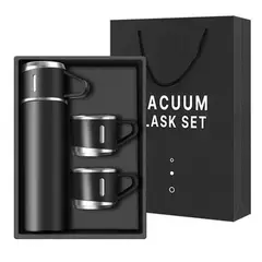 ESHOPANGIE - Set Termo500Ml Caliente Frio Acero Inox + 3 Tazas Negro