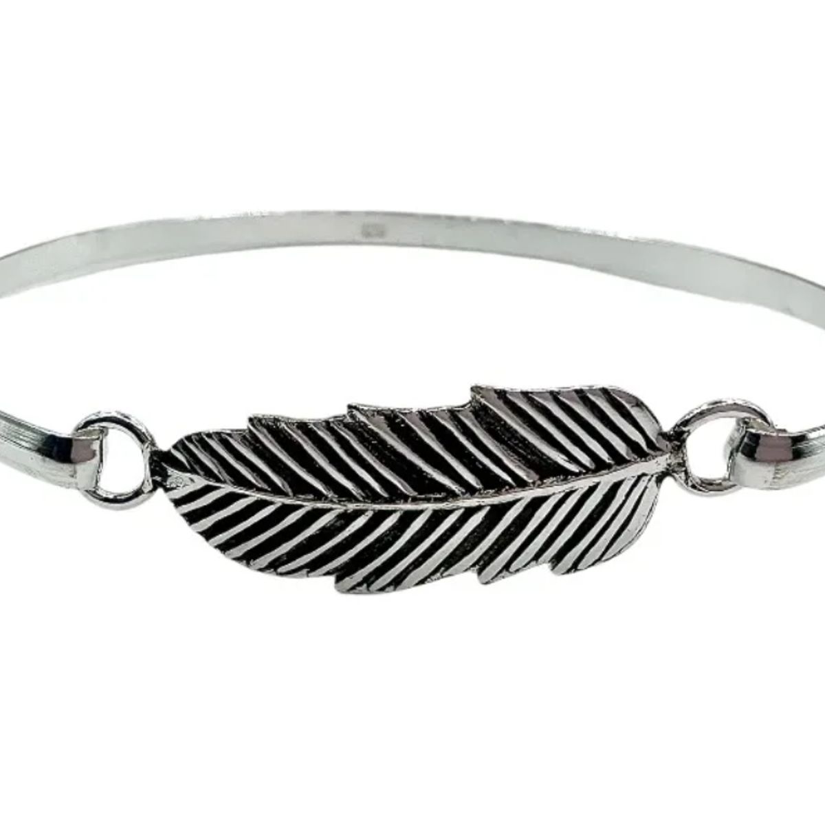 GENERICO - Pulsera Rígida Esclava Hoja Plata Envejecida Mujer