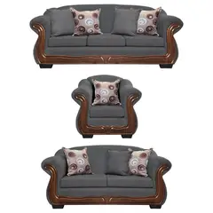 AMERICA DECORA - Living Con Resorte Estructural 8 Cuerpos Búfalo 4+3+1 Chenille Gris X