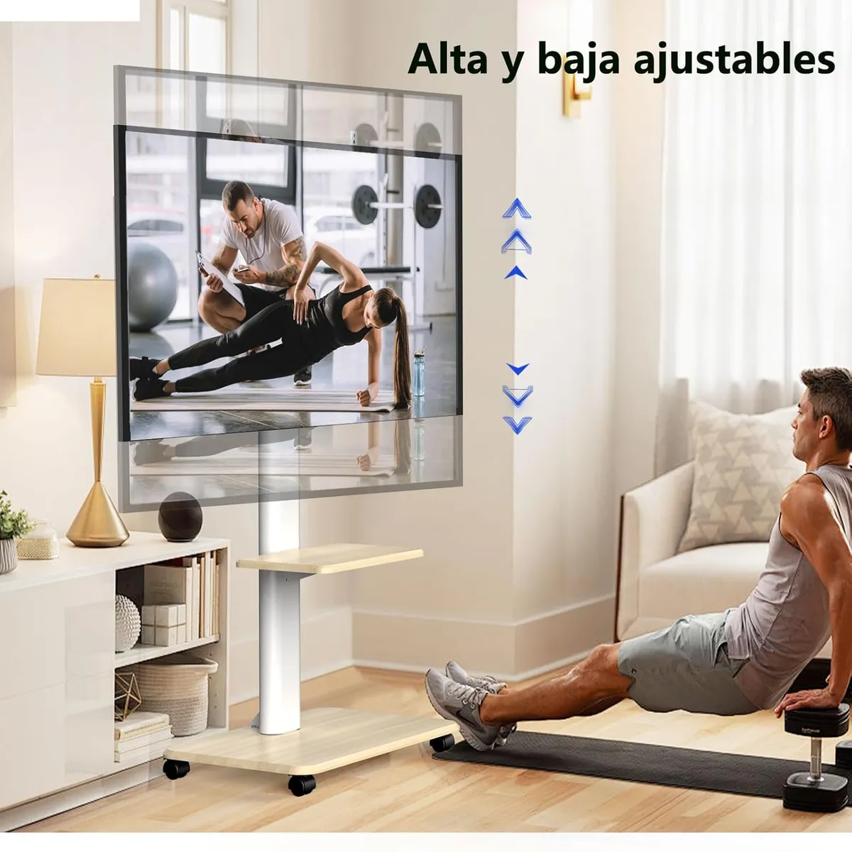 HAZ TU CLICK - Soporte Tv Rack Movil Con Ruedas 32 A70 Base Pedestal Blanco
