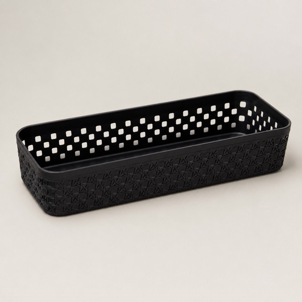 HOMESTAR - Cesta Organizadora Plástica Rectangular 26x13x6 cm - Negro