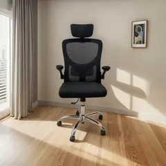 GENERICO - Silla De Oficina Ergonómica Napoli CX-757 Negra Apoyacabezas
