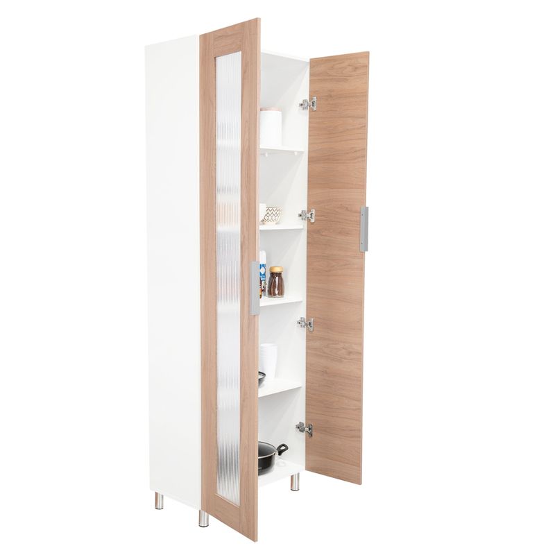 TUHOME - Despensa Fendi  2 Puertas 205x70x35 Cm Blanco Y Castaño