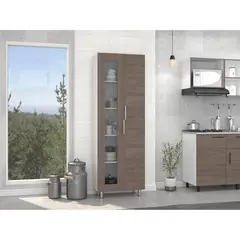 TUHOME - Despensa Fendi 2 Puertas 205x70x35 Cm Blanco Y Castaño