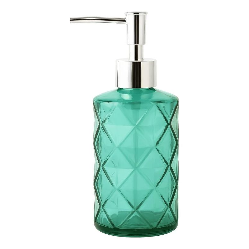 GENERICO - Dispensador De Jabon Liquido Vidrio Texturado Diamond 330 Ml - Verde